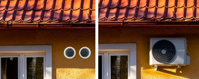 Aspect extérieur sans unité extérieure. Seulement 2 trous dans le mur